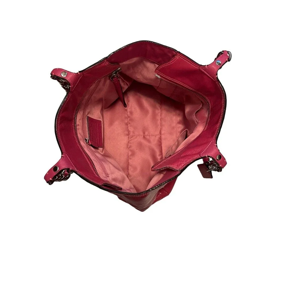 Coach 14123 Pink Fuchsia Tribeca‎ Patent Leather handbag shoulder bag Tote - Picture 7 of 7